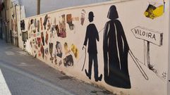 Mural dedicado al cine en el casco viejo de O Barco