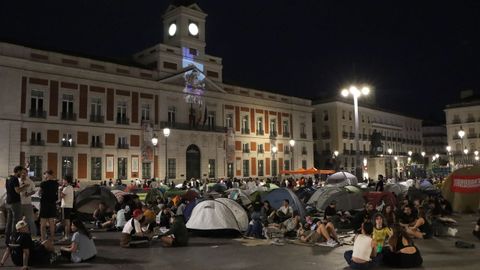 Acampada en la Puerta del Sol esta madrugada 