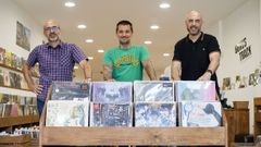 Carlos, David y Rafa, en la tienda Bonus Track