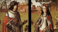 Los reyes Felipe el Hermoso y Juana la Loca . ilustraci�n en la que se ve a Felipe vestido con las armas de la corona de Castilla y a su esposa Juana.