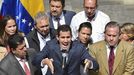 El l�der opositor Juan Guaid�, durante su comparecencia en la Asamblea Nacional