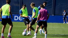 Villares, Asp Jensen y Ede, en un entrenamiento del Deportivo