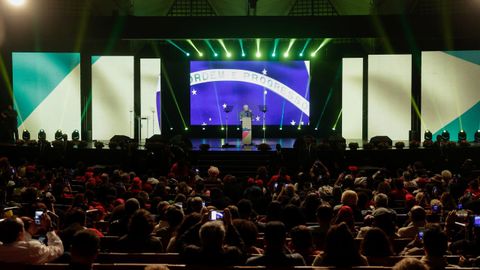 Evento electoral celebrado en Sao Paulo por Lula da Silva, expresidente del pas.