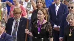 Mari�n Mouri�o, durante la procesi�n del Cristo de la Victoria.
