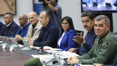 Maduro, en el Consejo de Ministros del  lunes en el palacio presidencial Miraflores 