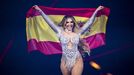 Melody, representante de Espaa, en el desfile de banderas durante el ensayo general del Festival de Eurovisin 2025 celebrado en Basilea
