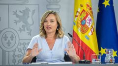 Pilar Alegra en la rueda de prensa posterior al Consejo de Ministros.