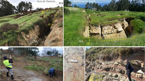 Montaje de im�genes sobre los trabajos de campo en el �rea del argayo de Tazones