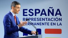 Pedro Snchez durante su intervencin en la reunin del Consejo Europeo.