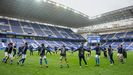 Los futbolistas del Vetusta celebran la victoria ante el Colunga y el ascenso a Segunda RFEF