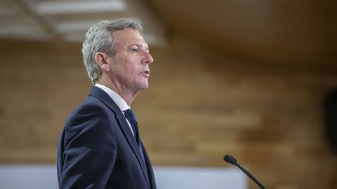 El presidente, Alfonso Rueda, tras la reuni&oacute;n semanal del Consello de la Xunta.