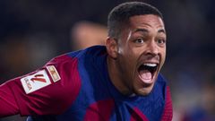 Vitor Roque.Vitor Roque celebra un gol con el Barcelona