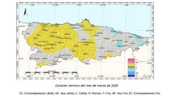 Car�cter t�rmico de Asturias en marzo de 2020