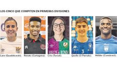 Jugadores y jugadoras de A Mari�a que compiten en primeras divisiones de f�tbol sala.