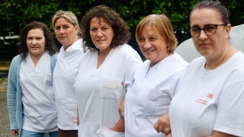 Varias trabajadoras del SAF de la zona de Ferrol, el domingo en la ciudad