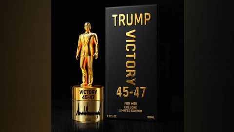 Fotografía tomada de las redes sociales de Trump con la línea de perfumes que ha sacado el presidente de Estados Unidos