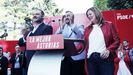 Carmen Arbes�, alcaldesa de Langreo, junto a Jos� Luis �balos y Adri�n Barb�n en un acto electoral en Langreo