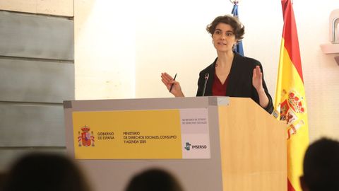 Rosa Martínez, secretaria de Estado de Derechos Sociales, en un acto en el mes de abril.