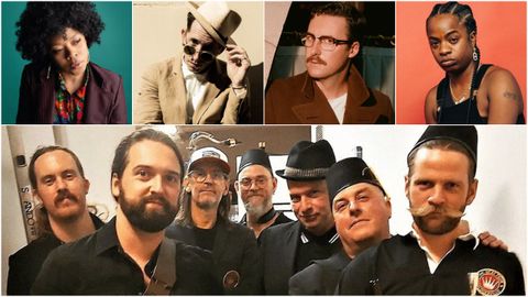 Arriba, de izquiera a derecha, Nikki Hill, Pokey Lafarge, Nick Waterhouse y Sunny War. Abajo The Beat from Palookaville