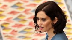 Isabel D�az Ayuso, candidata del PP a la presidencia de la Comunidad de Madrid, durante su discurso de investidura