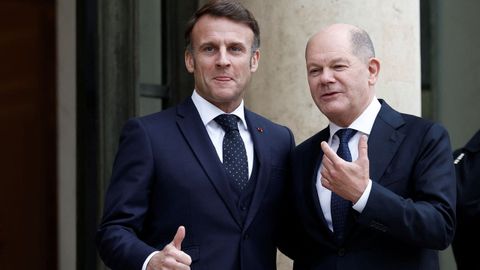 Macron recibi a Scholz a las puertas del Elseo.