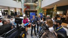 El presidente del PP, Alberto N��ez Feijoo, este jueves en Bruselas  