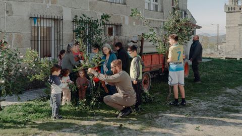 Taller de ramos en Corvill�n (A Merca), en la v�spera del Domingo de Ramos.
