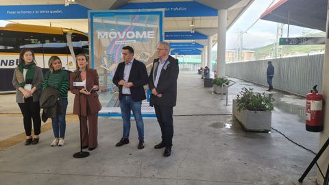 Ethel Vzquez, durante su intervencin en la terminal de buses.