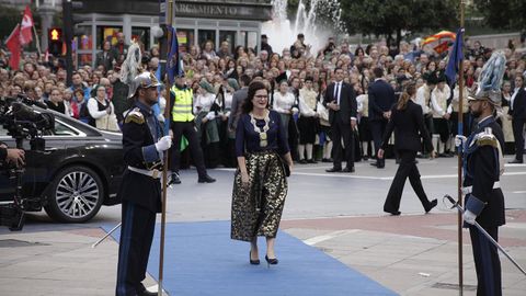 Aleksandra Dulkiewicz, alcaldesa de Gdansk, a su llegada al Teatro Campoamor