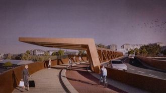 Recreacin de la pasarela que sobrevolar la estacin intermodal de A Corua