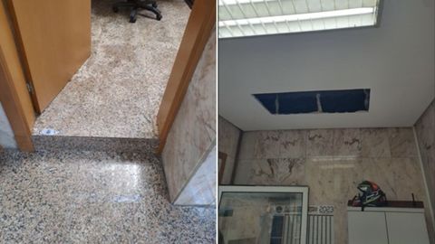 Desnivel y techo al descubierto. El acceso a algunas dependencias no est adaptado para el acceso de personas en silla de ruedas por los escalones que existen y son insalvables para las personas de movilidad reducida. El techo de una estancia sigue sin tapar tras la ltima reparacin.