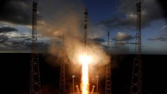 Momento del lanzamiento del sat�lite Sentinel-1A, el primero del programa comunitario de observaci�n terrestre Cop�rnico, que tuvo lugar desde el Centro Espacial Europeo de Kur� en la Guayana francesa y que se ha realizado con �xito