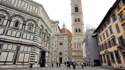 La plaza del Duomo, en Florencia, presenta todava una imagen lejana a la habitual. La prxima semana en Italia se levantarn las restricciones de movilidad y se prev mayor afluencia de visitantes