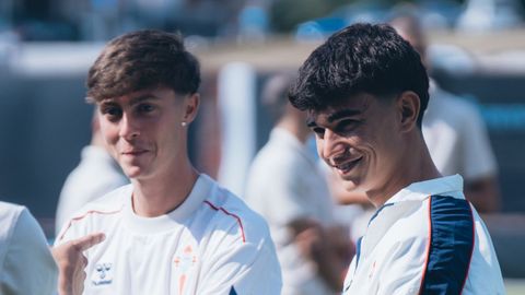 Los canteranos del Celta �scar Marcos y �ngel Arcos.