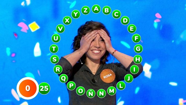 Rosa Rodr&iacute;guez, en el momento de completar el Rosco de &laquo;Pasapalabra&raquo;