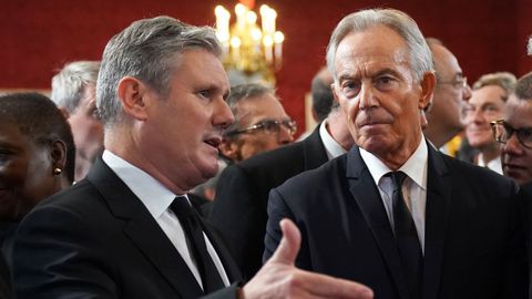 Keir Starmer y Tony Blair, en un acto en Londres en el 2022