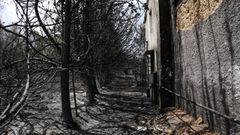 Casa afectada por un incendio forestal