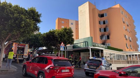 Edificio afectado por un incendio en Magaluf (Mallorca)