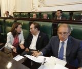 La bancada popular, ayer, instantes antes del inicio del pleno ordinario de ayer. 