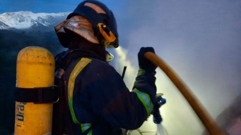 Un bombero, durante una intervencin en un incendio