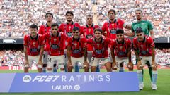 Formaci�n inicial del Celta ante el Valencia en Mestalla.