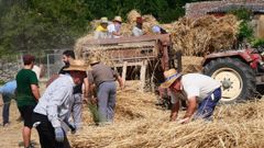Vecinos de Tuiriz trabajando en la malla del centeno, cuyo proceso se reproduce ntegramente