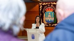 Mar�a Barral, durante su intervenci�n en el brindis navide�o