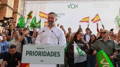 El presidente de Vox, Santiago Abascal, durante un acto p�blico en el marco de la precampa�a de las elecciones generales del pr�ximo 29 de noviembre, en la Seu de Mallorca, a 24 de octubre de 2026, en Palma de Mallorca, Mallorca, Islas Baleares (Espa�a). Abascal es el primer l�der de uno de los principales partidos que concurren a las elecciones generales que ha anunciado actos p�blicos en Baleares.