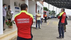 Imagen de este lunes en el centro de salud de Abegondo, donde comenz� el cribado de pruebas PCR