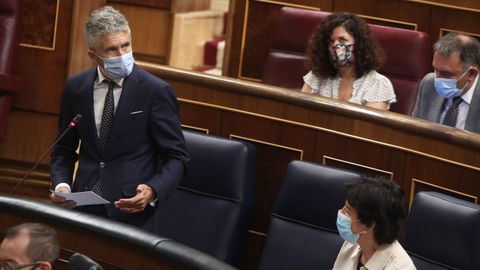 Fernando Grande-Marlaska, este mi�rcoles, en la sesi�n de control al Gobierno en el Congreso