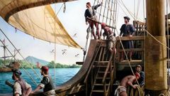 �Fuimos los primeros�, cuadro de Augusto Ferrer-Dalmau alusivo a Juan Sebasti�n de Elcano (Armada)