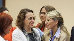 La exministra y nueva presidenta del Consejo de Estado, Magdalena Valerio, saluda a la vicepresidenta segunda del Gobierno, Yolanda Daz, en un acto celebrado en Madrid septiembre del 2022.