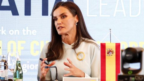 La reina, Letizia, durante el congreso de este mi�rcoles en Zagreb (Croacia)