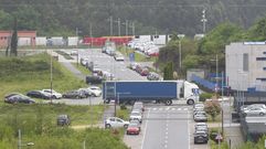 Tr�fico de camiones en O Campi�o, en Pontevedra